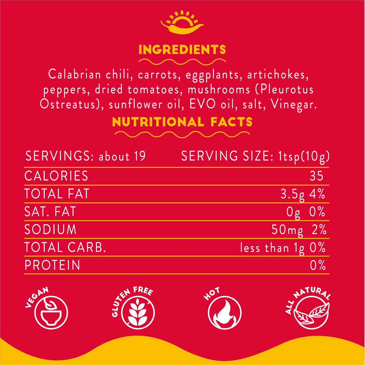 Tuttocalabria Hot Spread Sauce, Miscela Esplosiva, 10 Oz (285G), Minced Calabrian Chili & Giardiniera Vegetables