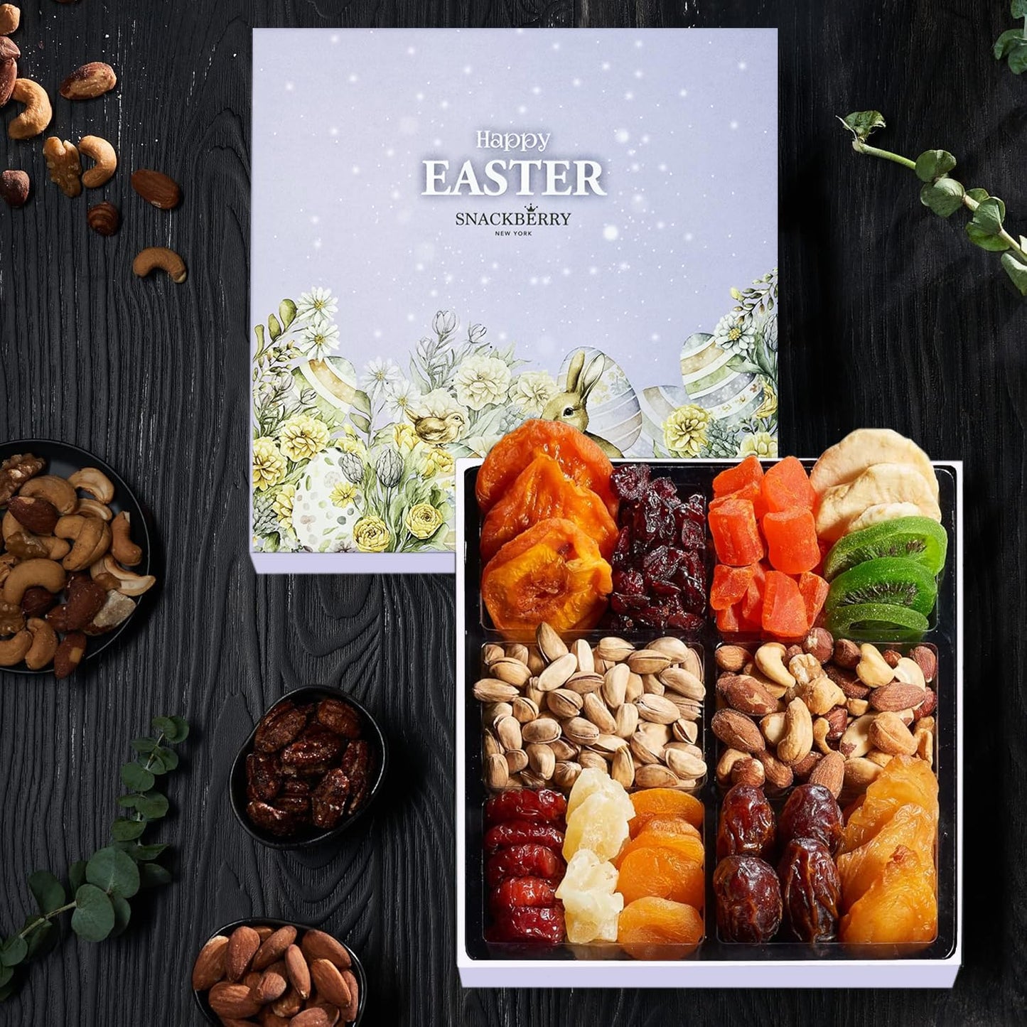 Snackberry Easter Dried Fruit & Nuts Gift Basket, Gourmet Snack Box, 12-Pack