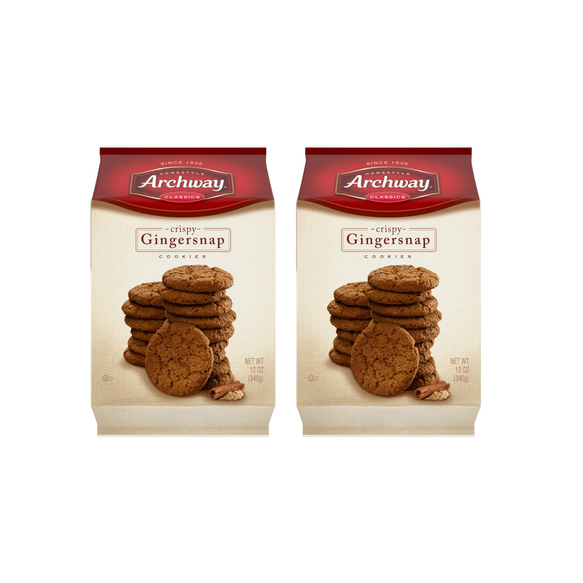 Archway Cookies, Crispy Gingersnaps Cookies, 12 Ounce (Pack of 2)
