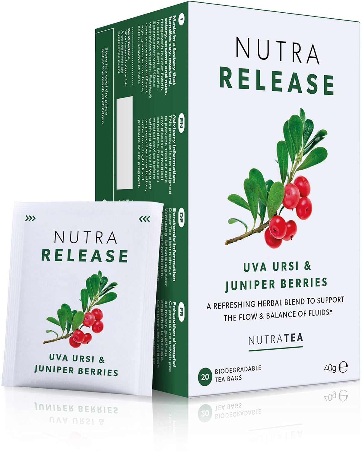 NUTRARELEASE - Water Retention Tea | Bloated Stomach Tea - Natural Diuretic For Water Balance - Includes Dandelion Root & Bearbe