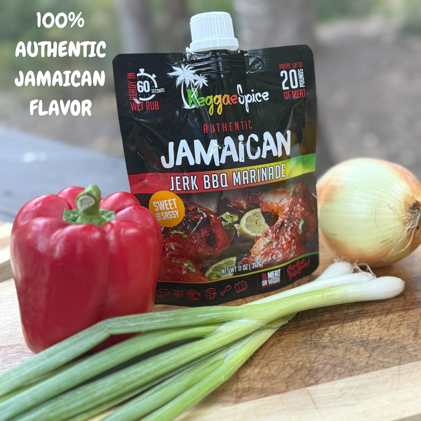 REGGAE SPICE Jamaican Jerk Seasoning Authentic Wet Rub Marinade Sauce - Perfect for Beef, Pork, Chicken, Seafood, and Vegetables
