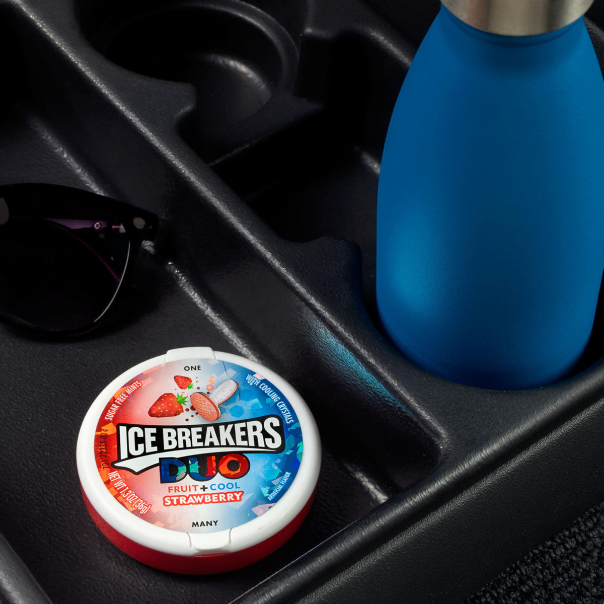 Ice Breakers Duo Fruit Plus Cool Strawberry Sugar Free Breath Mints Tins, 1.3 Oz (8 Count)