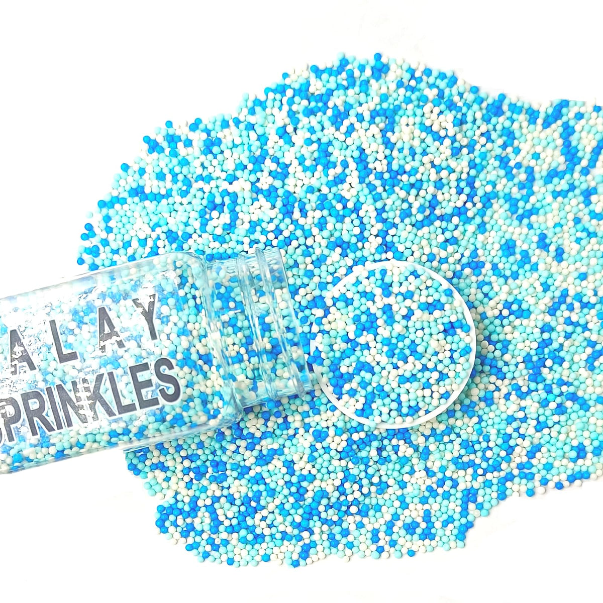 Homipooty Nonpareils Sprinkles 2mm Mini Pearls, Edible Blue and White Sugar Sprinkles for Baking, Cake Decorating, 110g/3.88oz