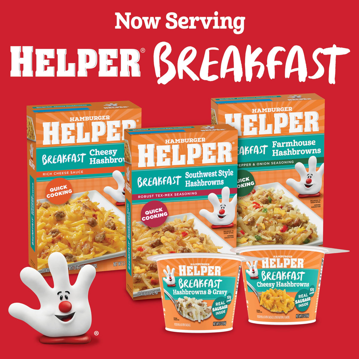 Hamburger Helper BREAKFAST Cheesy Hashbrowns Microwave Cup  2.3 oz (Pack of 6)