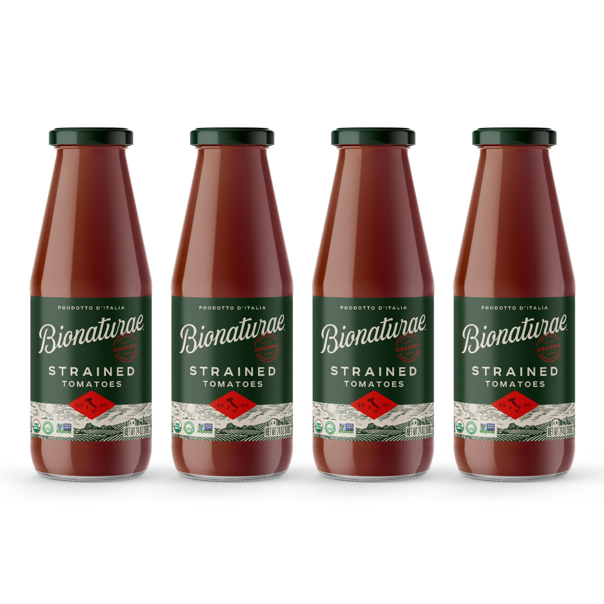 Bionaturae Organic Strained Tomatoes, No Salt, Keto Friendly, 24 Oz, 4 Pack