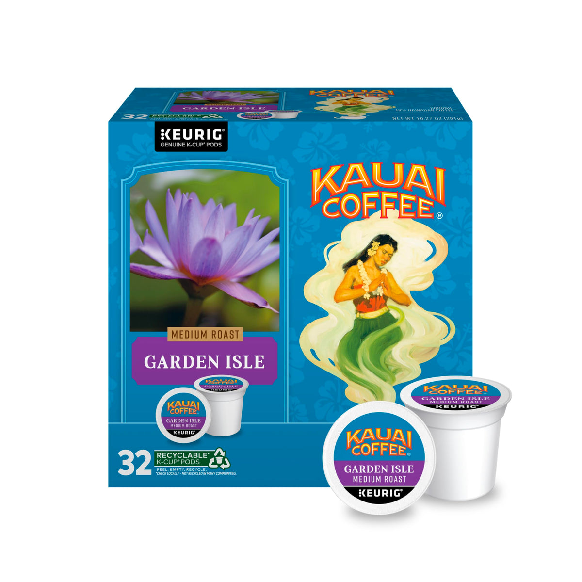 Kauai Coffee Keurig K-Cup Pods - Garden Isle Medium Roast - Premium Arabica (1 Pack Of 32 Single-Serve Cups)