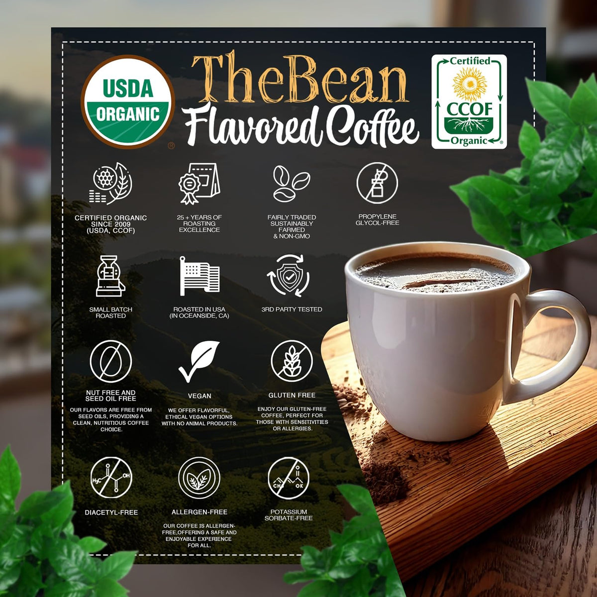 The Bean Organic Coffee Company Irish Cream, Medium Roast, Whole Bean Coffee, 5-Pound Bag