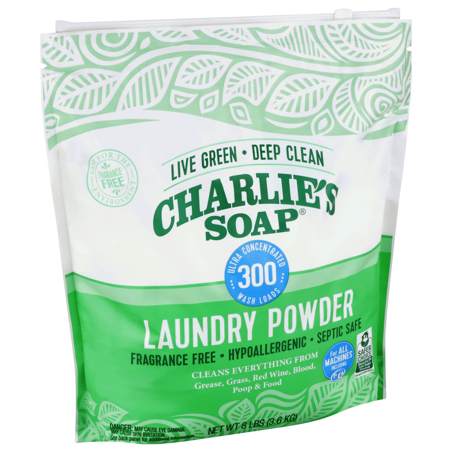 Charlies Soap Hypoallergenic Laundry Powder 8Lb Bag, Pack Of 2, 600 Loads Total, Deep Cleaning Washing Powder Detergent - Eco-Fr