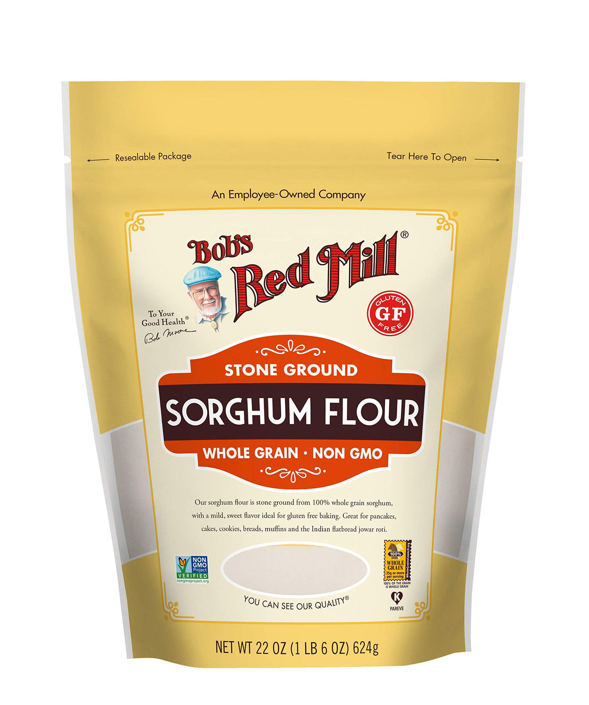 Bobs Red Mill Sorghum Flour, 22oz (Pack of 1) - Whole Grain, Vegan, Kosher