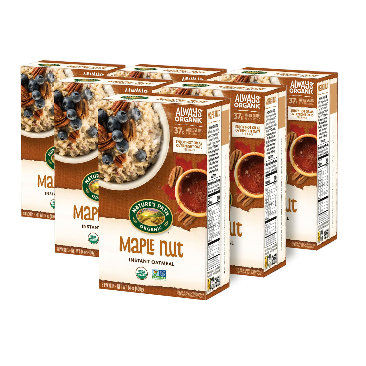 Nature s Path Organic Maple Nut Instant Oatmeal, 14 oz (Pack of 6), Non-GMO