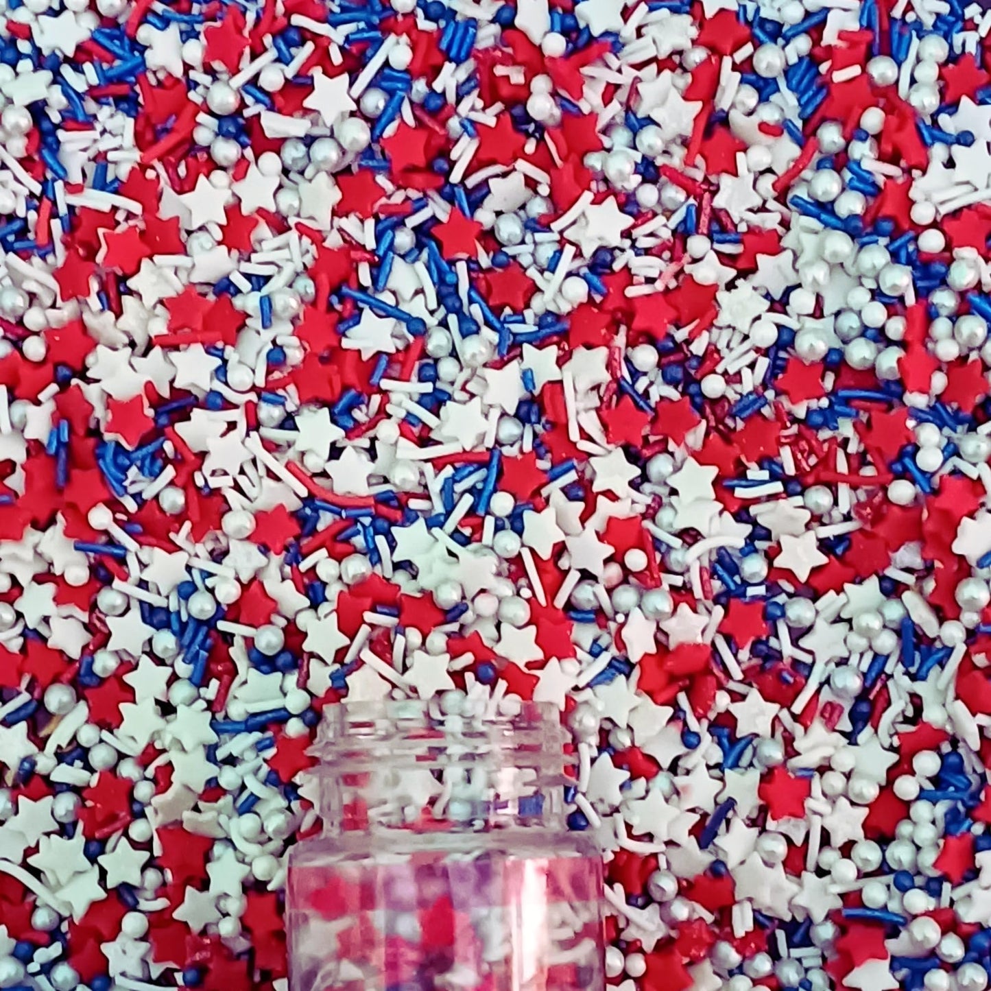 Confect Edible Sprinkles – Red, White, Navy Blue & Silver Stars – Vegan, Gluten-Free – 4.2 Oz