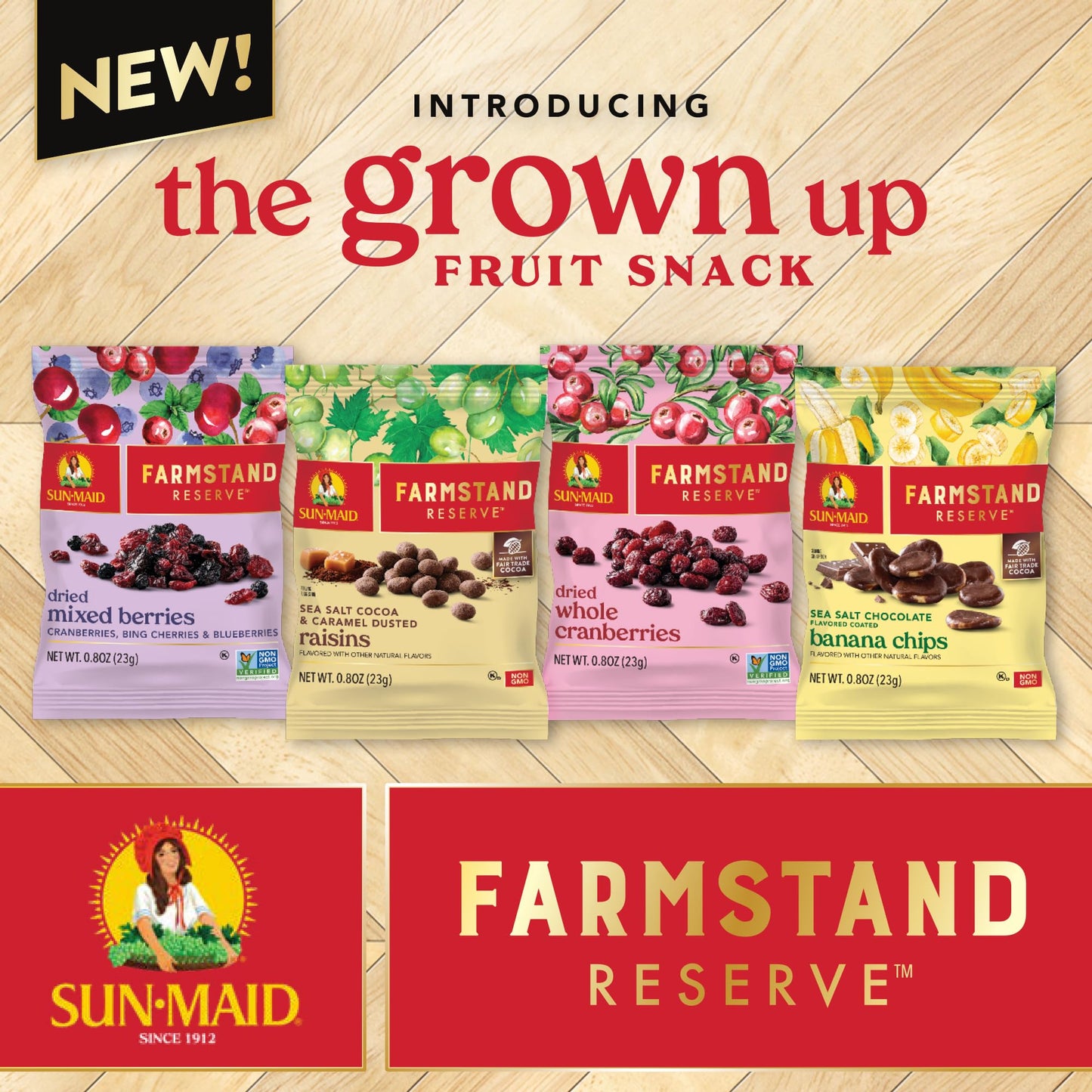 Sun-Maid Farmstand Reserve Variety Pack - 24 Count Snack Bags, 12 Sea Salt Cocoa Raisins & 12 Sea Salt Chocolate Banana Chips