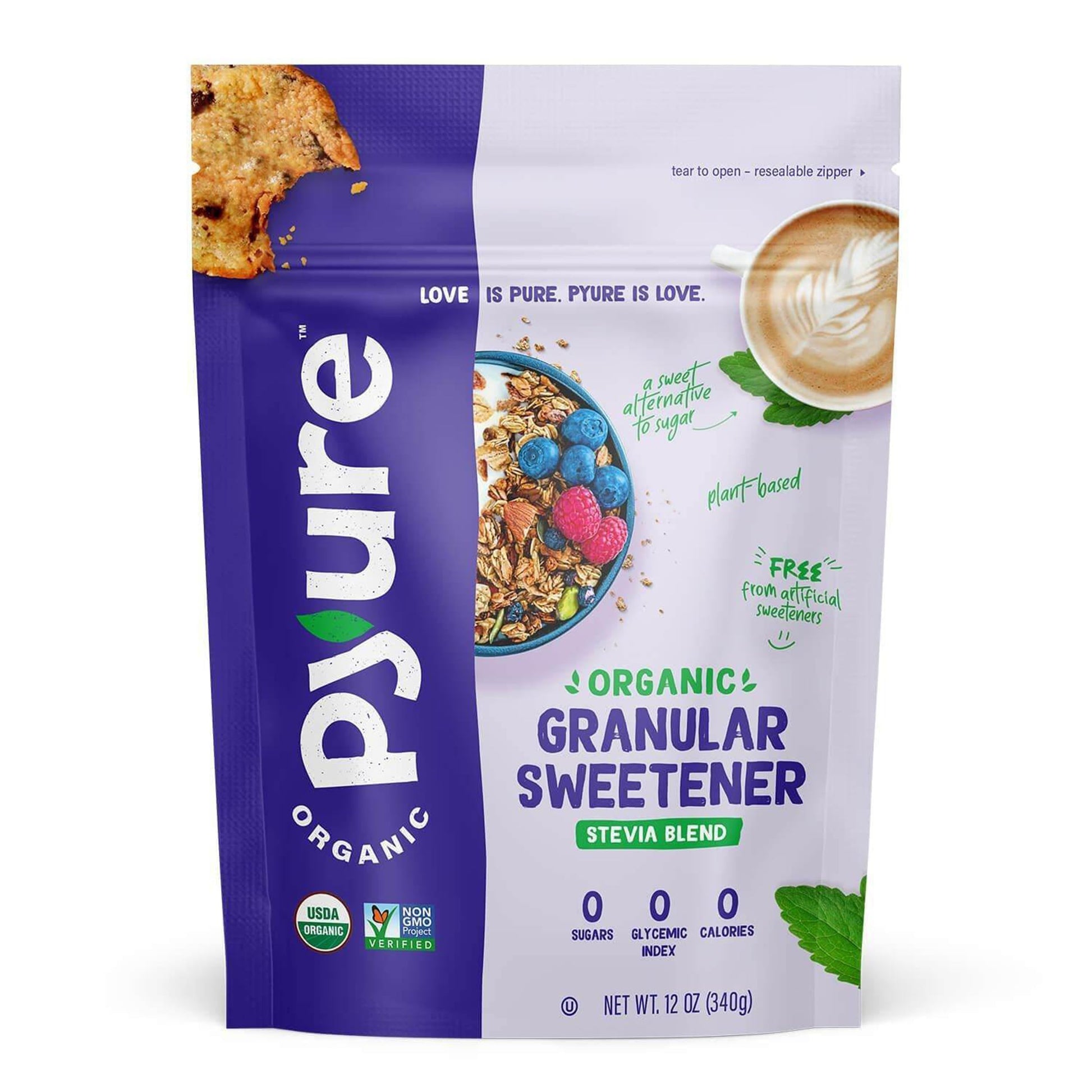 Pyure Organic Stevia Blend | Granulated Sugar Substitute With Zero Calories & Carbs | Keto  Diaplayic & Vegan Friendly | Sugary Taste Alternative | Usda Organic  Non-Gmo | Good For Baking | 12Oz