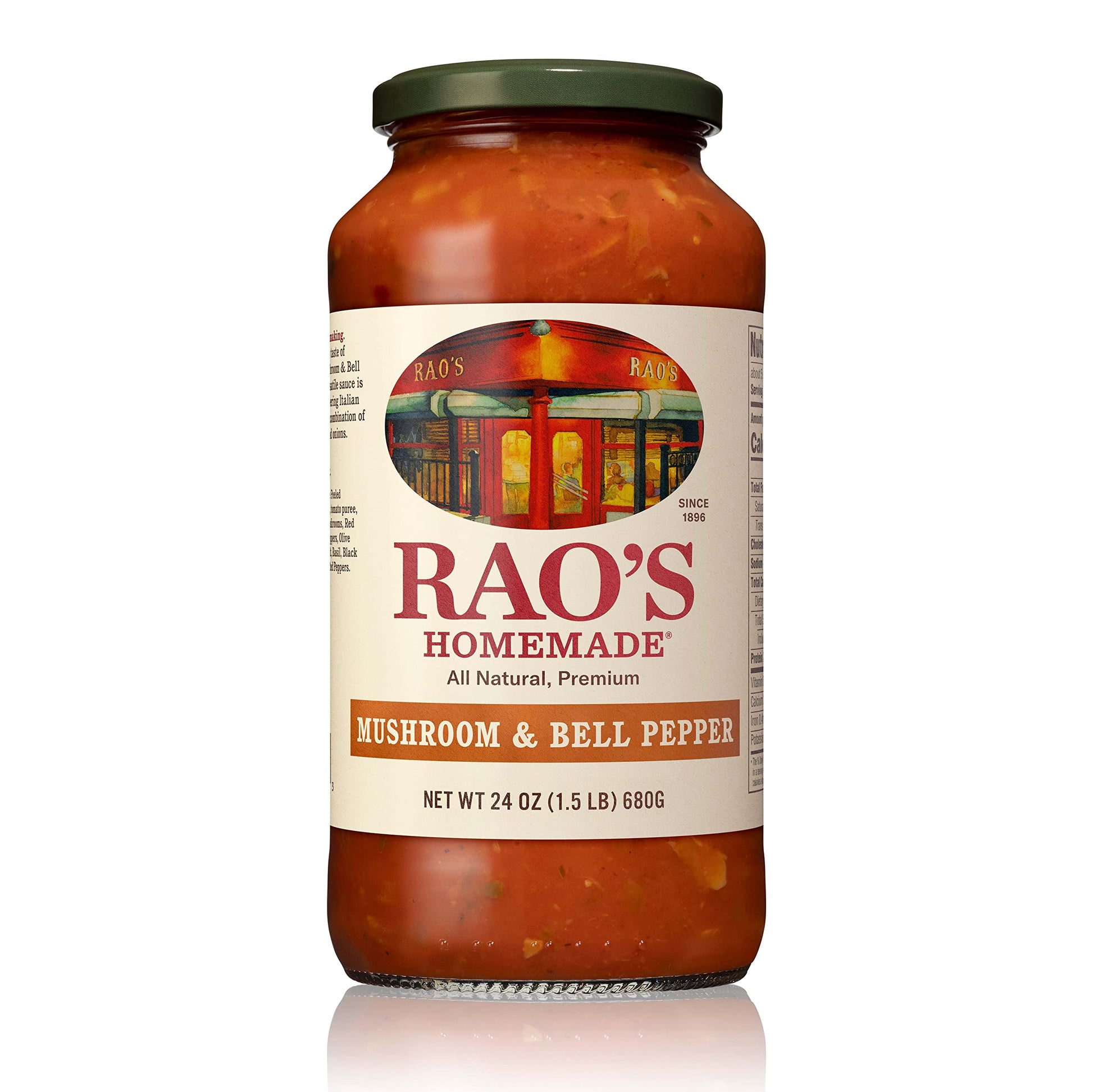 Raos Homemade Mushroom and Bell Pepper Sauce, 24 oz, Tomato Sauce, All Purpose, Keto Friendly Pasta Sauce, enhanced Quality Tomatoes from Italy, Mushrooms, and Bell Peppers