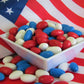 Patriotic Jordan Almonds Medley By Its Delish, 3.5 Lbs Jumbo Container | Red White And Blue Candied Almonds | Fourth Of July Par