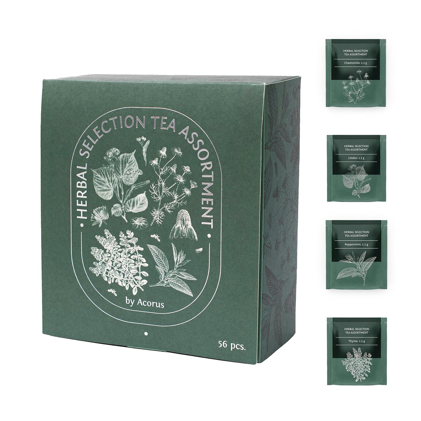ACORUS Herbal Selection Tea Set, Natural Herbal Tea Variety Pack, Assorted Tea Box, Tea Gift Set of 4 Different Teas, Herbal Tea