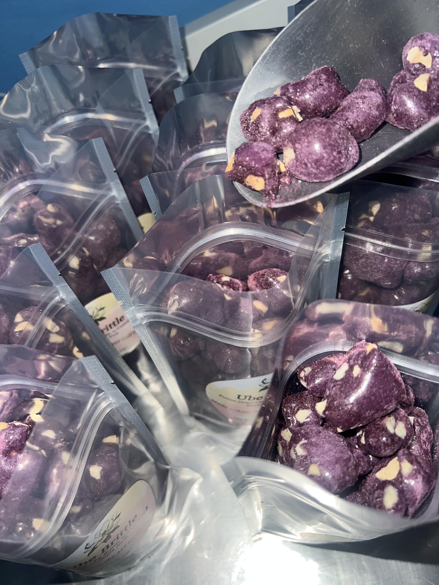 Generic Freeze Dried Ube Brittle - Gourmet Snack with Coconut & Macadamia Nuts, 4oz Bag, Boldly Tropical Flavor