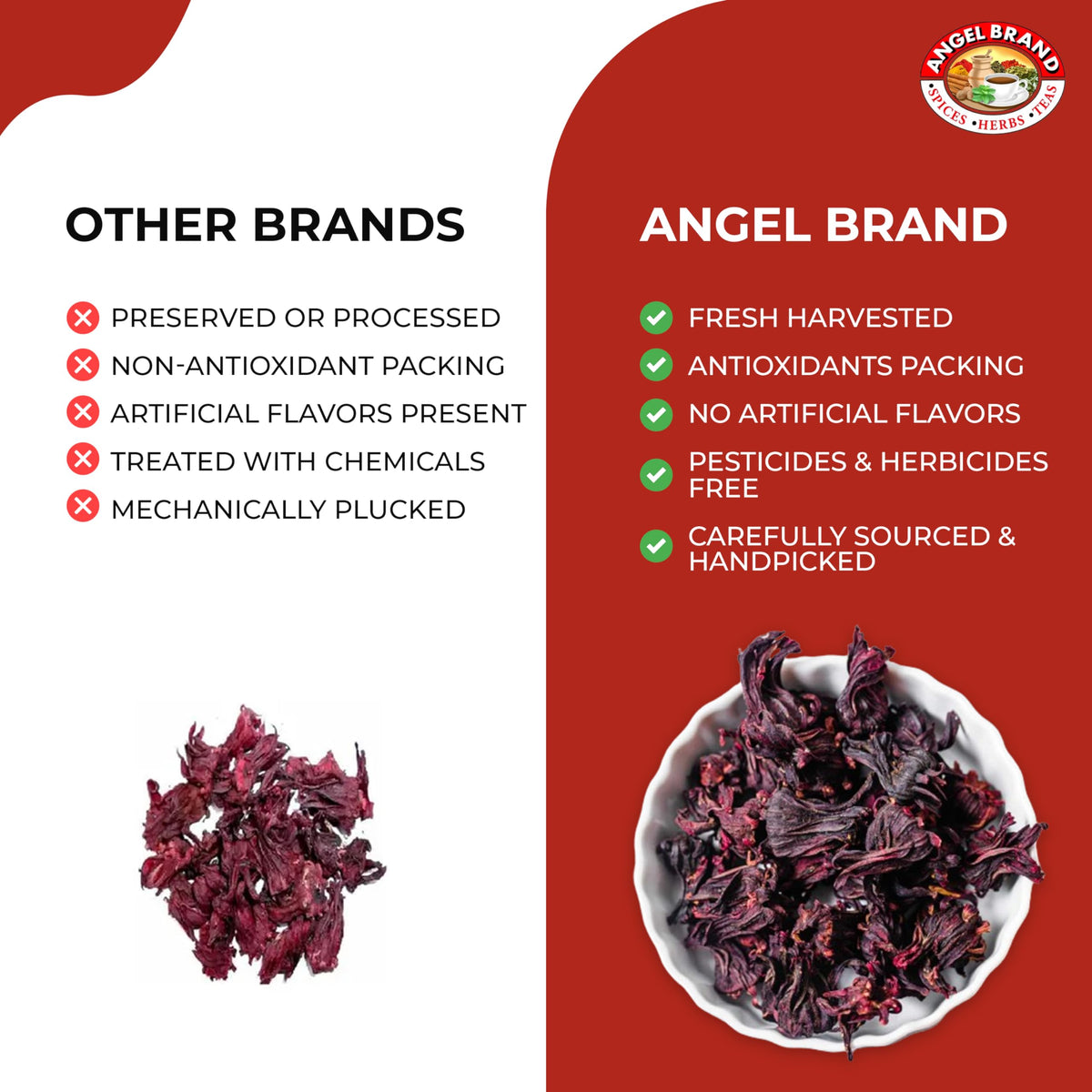 Angel Brand Dried Sorrel Hibiscus Flowers - 1.5 lbs Pouch for Refreshing Hibiscus Tea and Nutritious Beverages