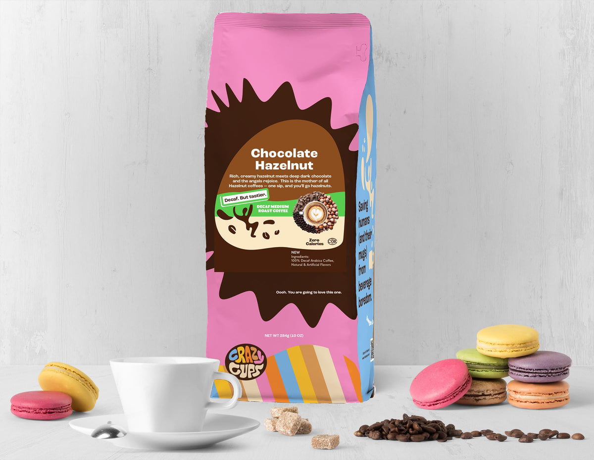 Crazy Cups Flavored Decaf Ground Coffee, Hazelnut Coffee Flavored Ground Coffee, Decaffeinated Coffee For Brewing Decaf Coffee G