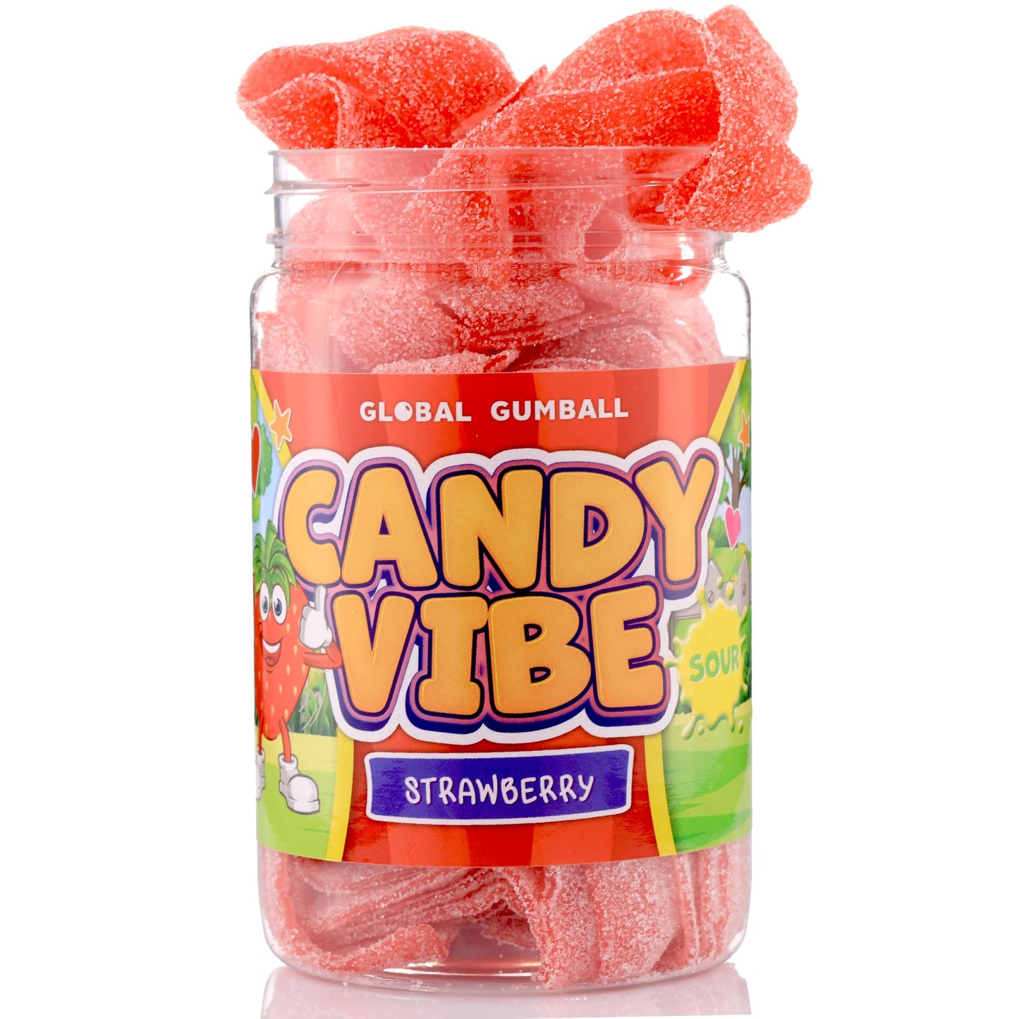 Sour Candy Belts - Sour Layers Strawberry - 0.55 Lb Jar Of Strawberry Sour Belts - Sour Rope Candy Ribbons - Sour Layers Belt Candy - Peanut Free - Great As Movie Theater Candy For Kids