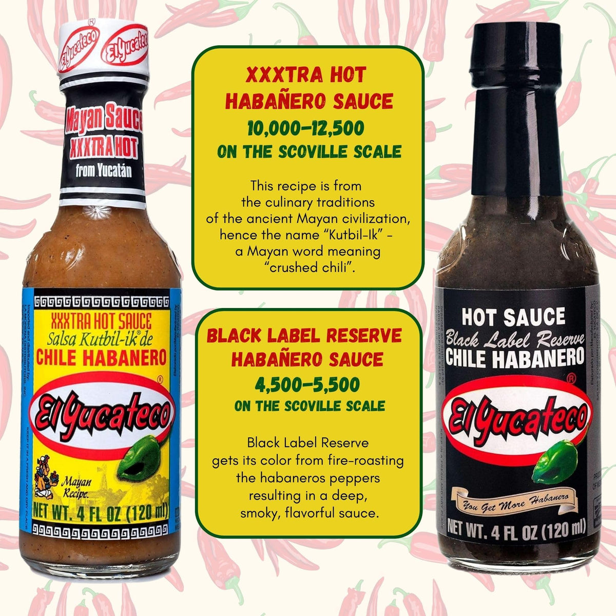 El Yucateco Hot Sauce Variety Pack - 6 Flavors, 4 Ounce (Pack of 6)
