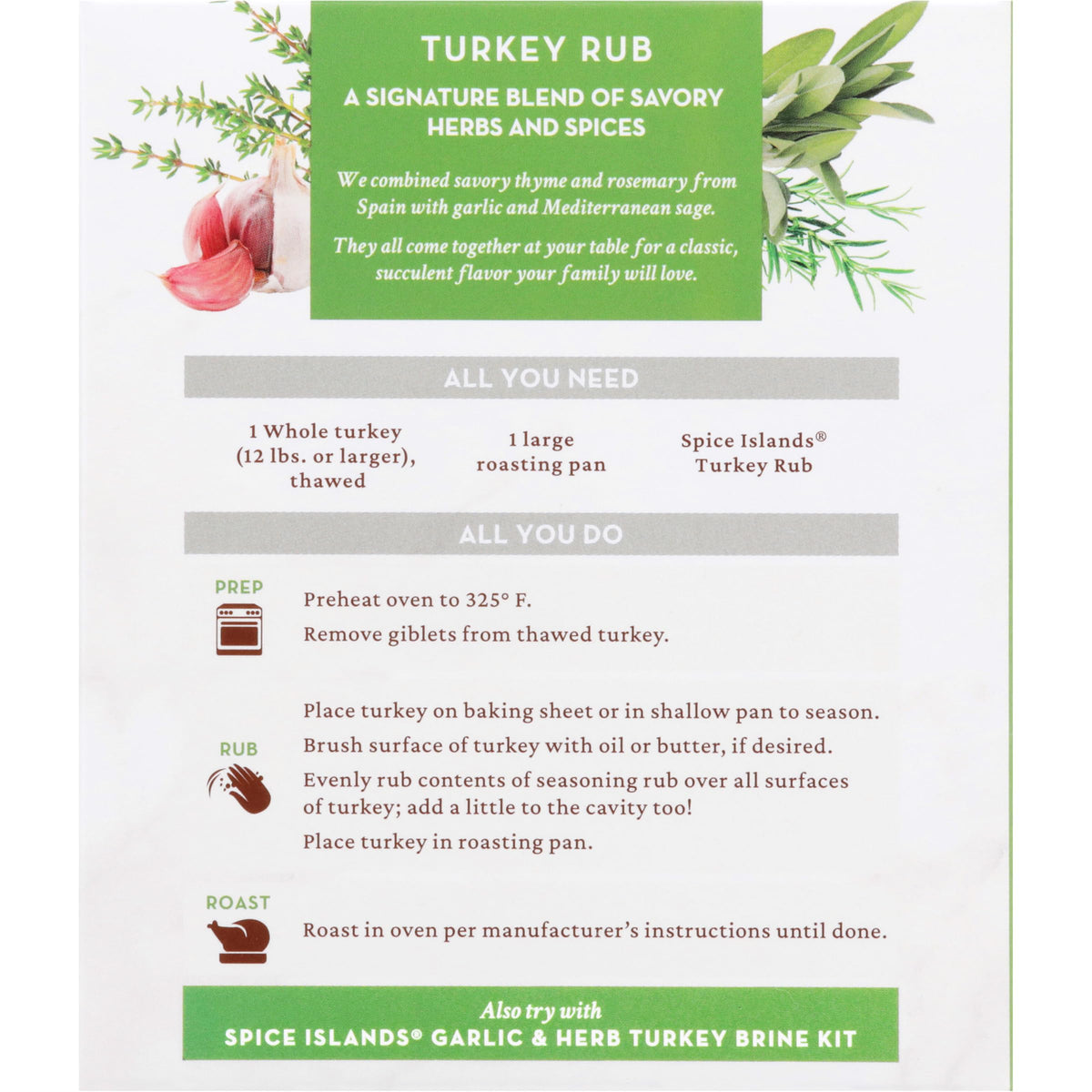 Spice Islands Savory Herb Turkey Rub, 1.75 Ounce (Pack of 2)