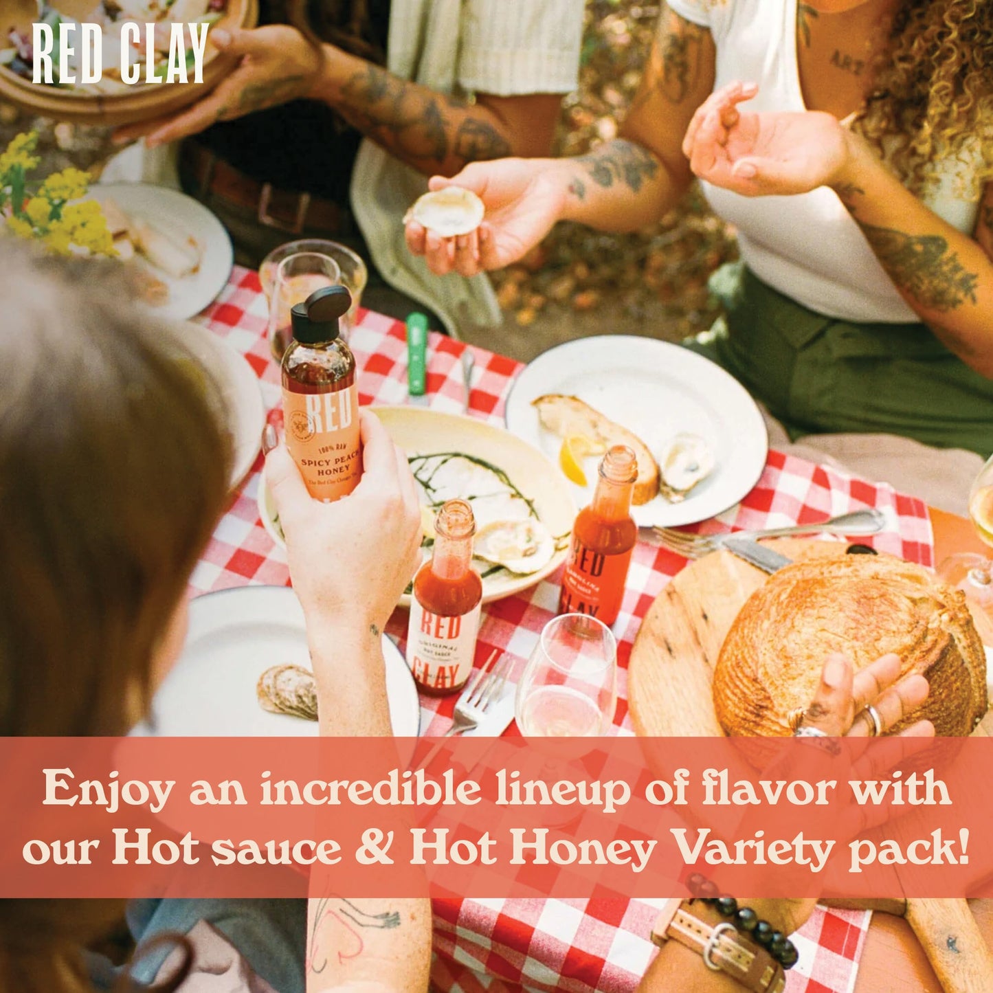 Red Clay Hot Sauce Whole Shebang Variety Pack - 5 Piece Assortment of Original, Carolina Hot, Verde, Hot Honey & Southern Honey