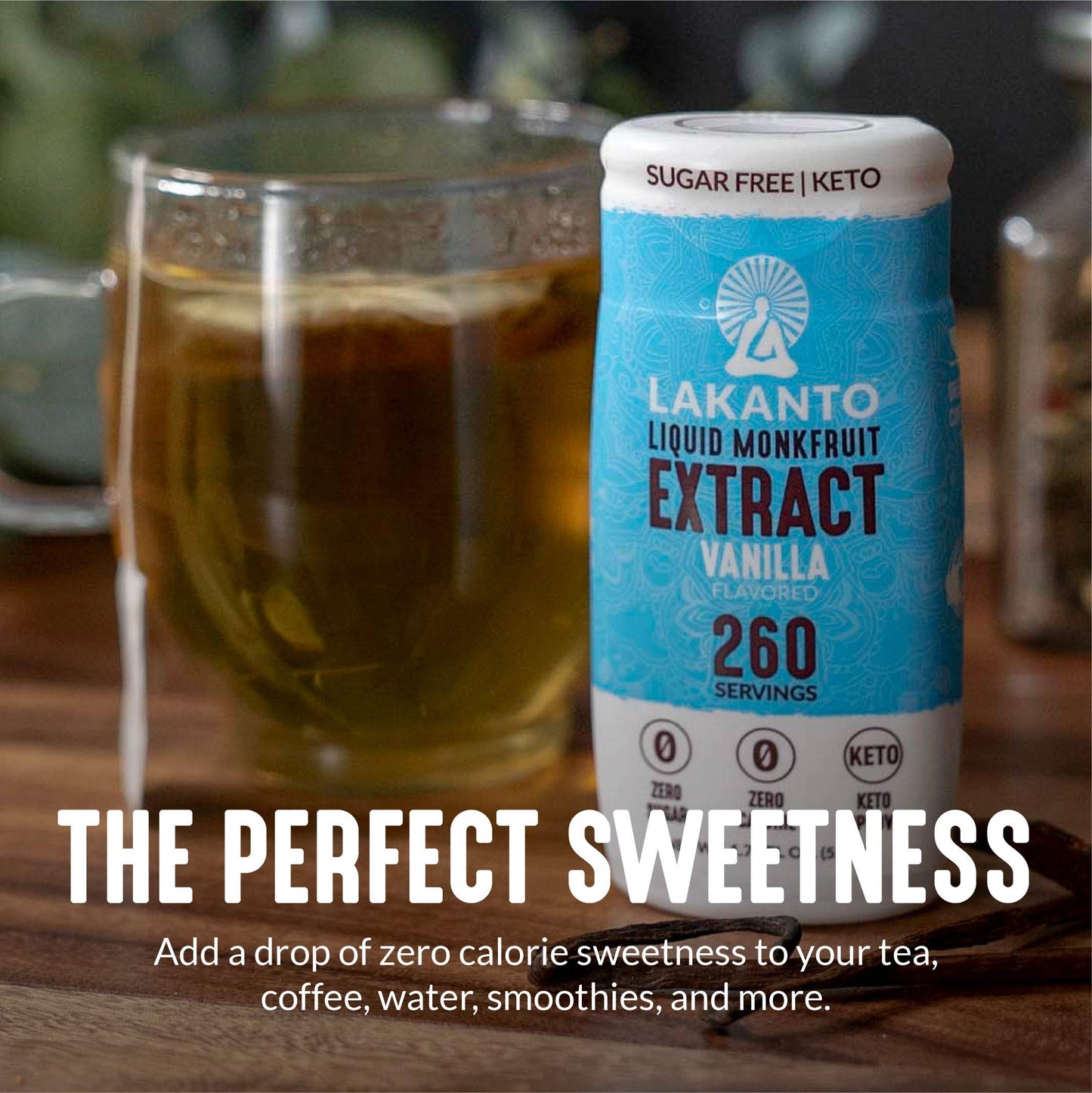 Lakanto Liquid Monk Fruit Extract Drops, Erythritol Free Sweetener, Vanilla Flavor, 1.76 Fl Oz, Pack of 6