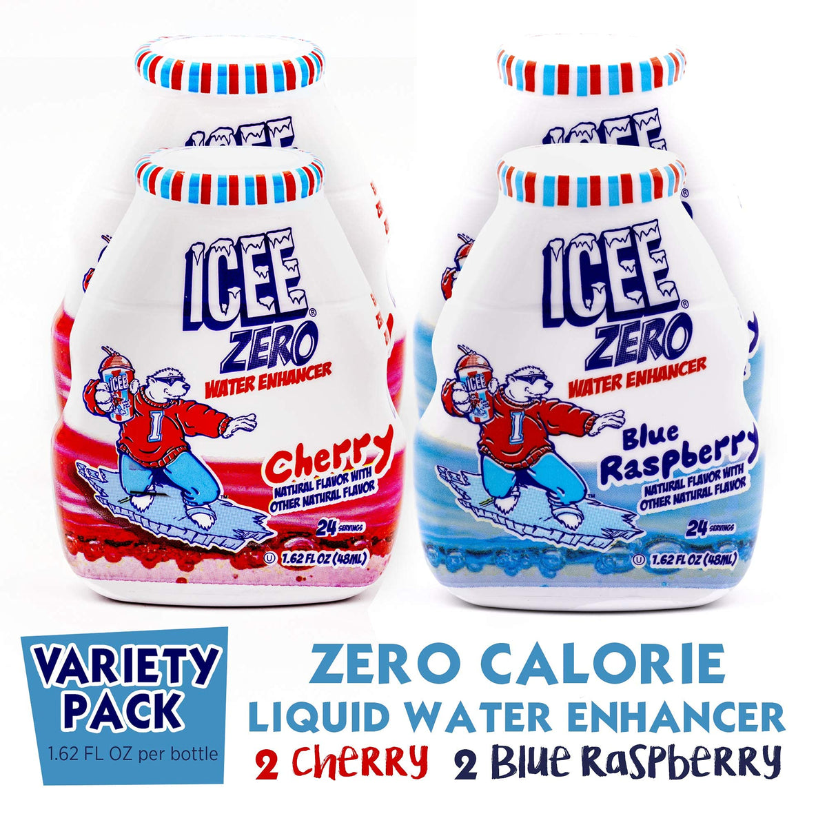 Icee Zero Calorie Liquid Water Enhancer Flavor Drops - 1.62 Fluid Ounces (48 Milliliters) - Pack Of 4 (Original Variety Pack)
