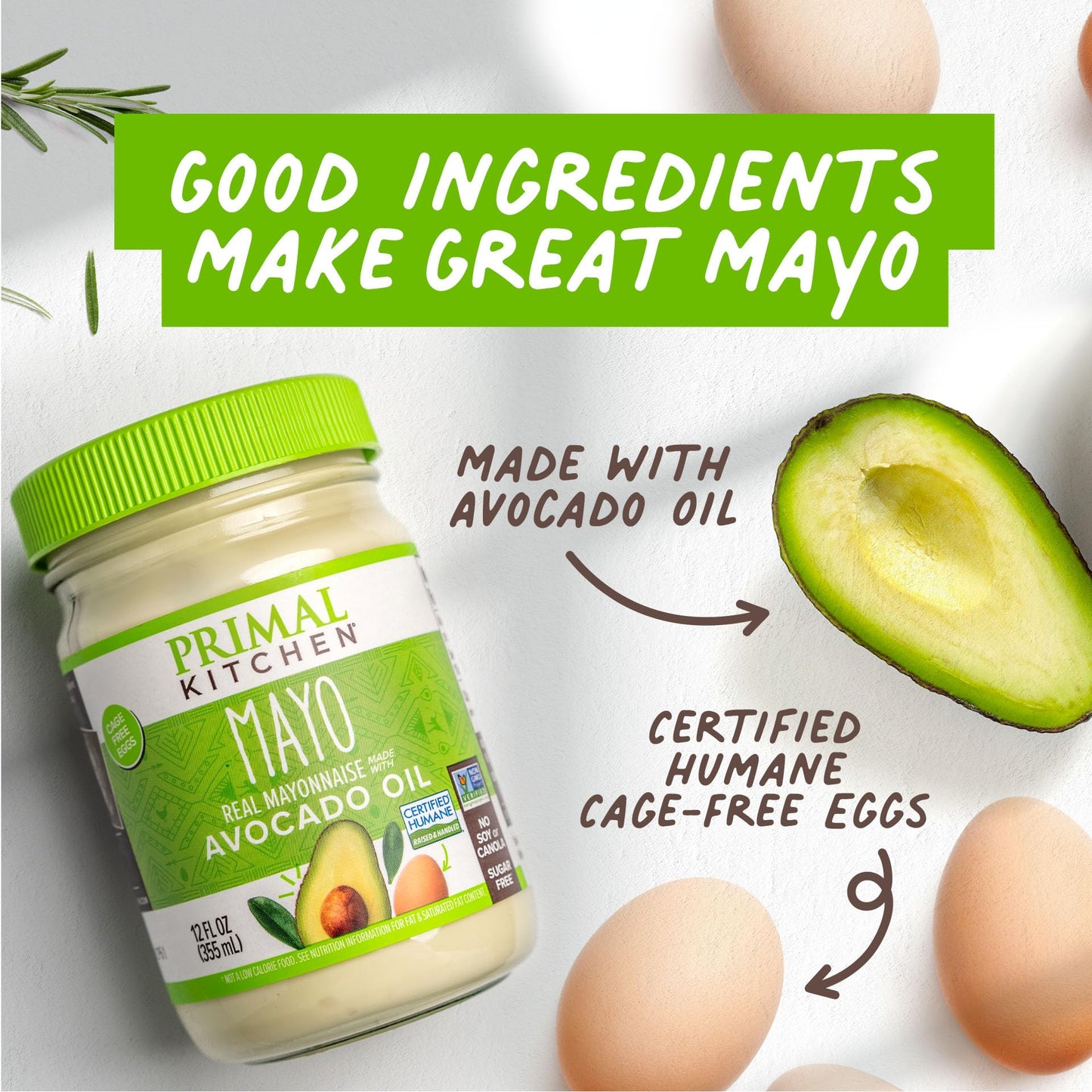 Primal Kitchen Mayo Made With Avocado Oil And Cage-Free Eggs, Variety Two Pack, Original & Garlic Aioli, 12 Ounces, Pack Of 2
