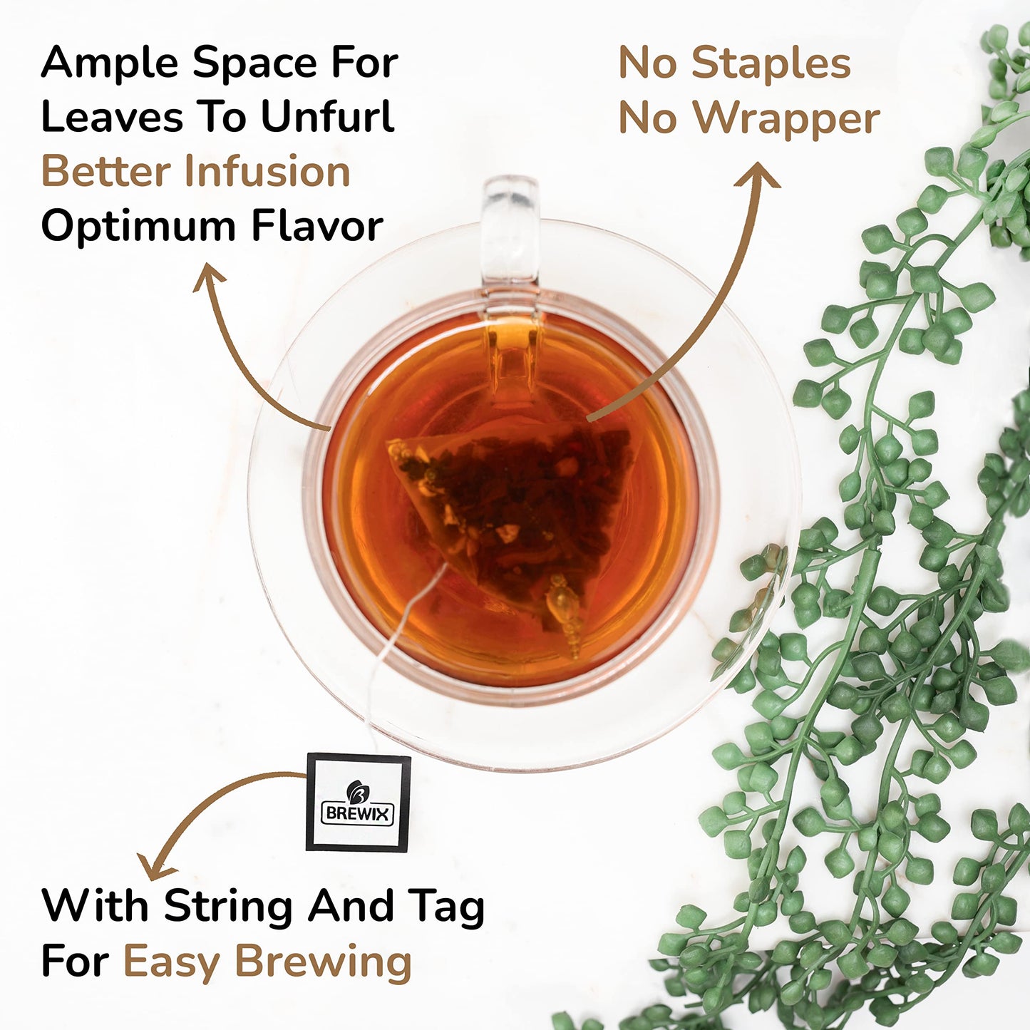 Brewix, Masala Chai Tea Bags (22 Pyramid Tea Bags) Strong, Robust & Spicy - Pure Ingredients | Black Tea, Cinnamon, Ginger, Blac