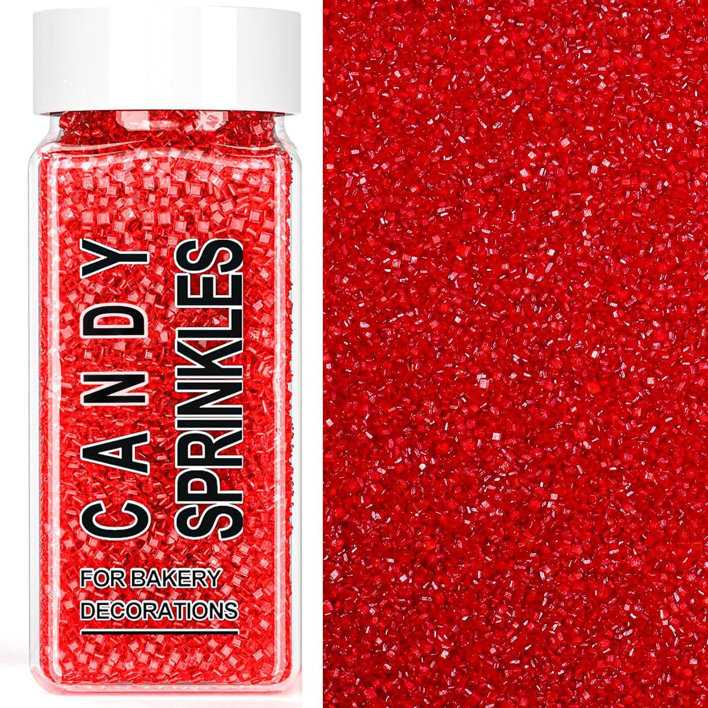 Red Sanding Sugar Sprinkles, 4.6 oz Edible Sparkling Sugar Crystals for Baking Topping, Cupcakes, Cookies, Ice Cream & Cake Deco