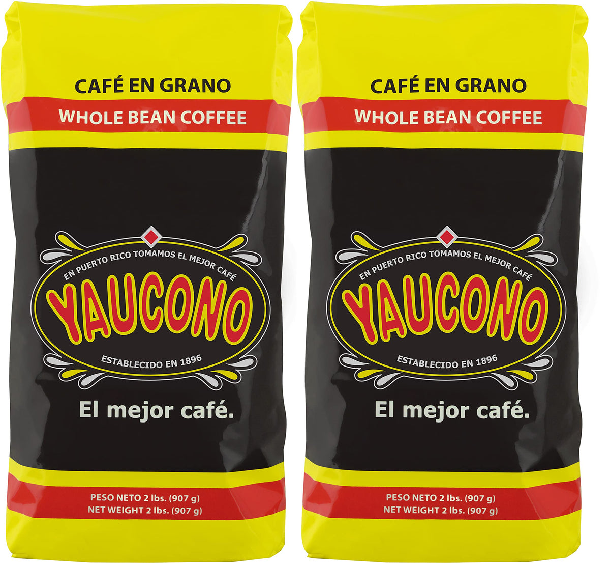 Yaucono Whole Bean Coffee, Arabica Medium Roast, Bagged, 2 Pound (Pack Of 2)