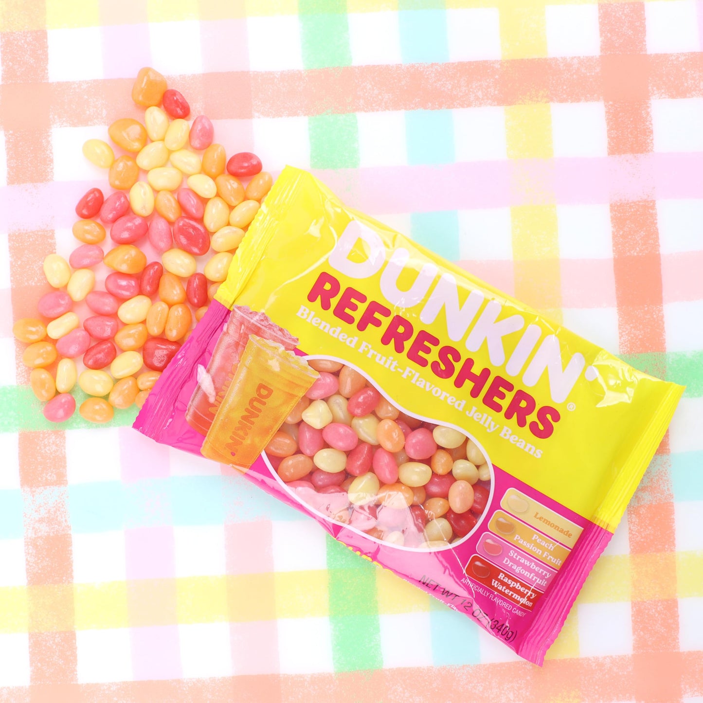 Dunkin' Refreshers Fruit-Flavored Jelly Beans, Assorted Flavors, 2 Pack Candy Snacks & Sweets, 24 Oz Total