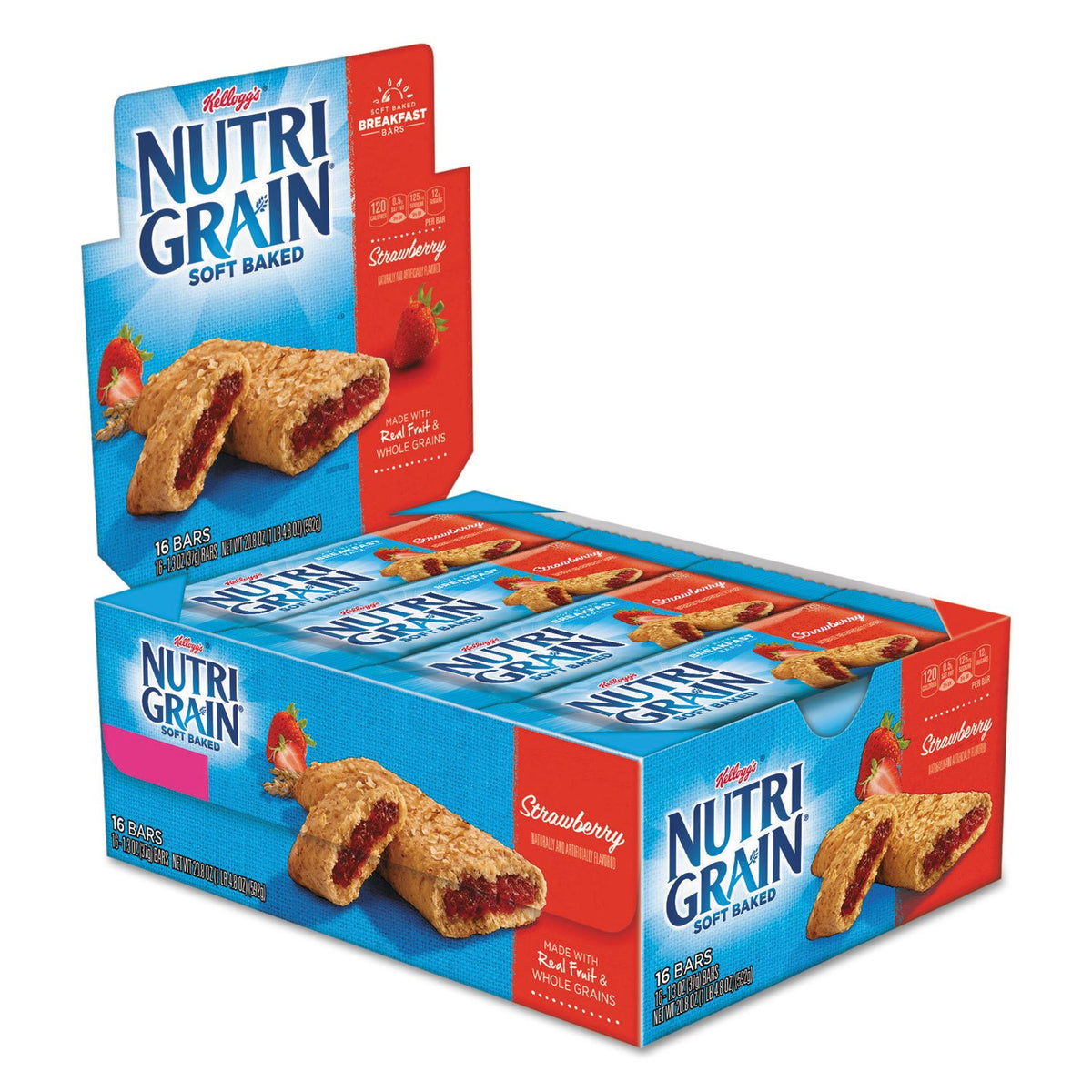 Kellogg's 35945 Nutri-Grain Cereal Bars, Strawberry, Indv Wrapped 1.3oz Bar, 16/Box