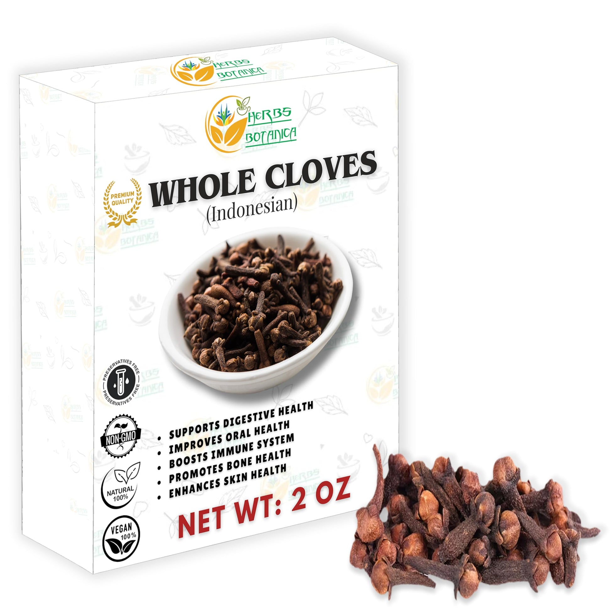 Herbs Botanica Whole Cloves, Non-GMO, Gluten-Free, Aromatic Spice, 2 oz Resealable Pack