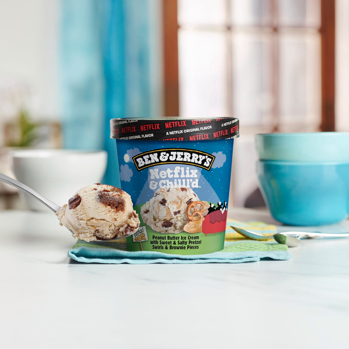 Ben & Jerrys Netflix & Chillld Peanut Butter Ice Cream Pint Non-GMO 16 oz