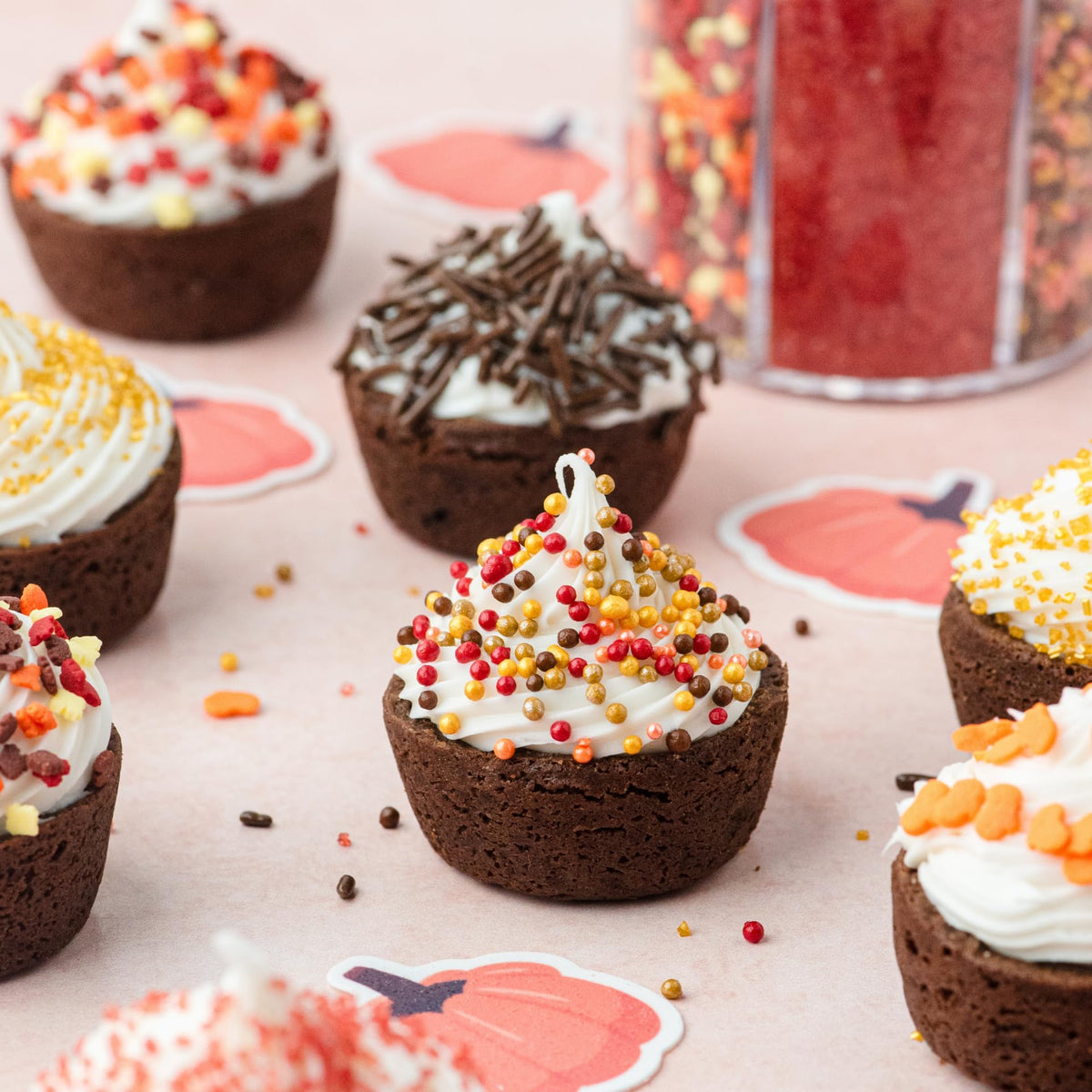 Sweets Indeed Sprinklefetti Fall 6-Cell Sprinkle Jar - 6 Assorted Fall Sprinkles (Pumpkins  Leaves  Sugar Crystals  Nonpareils  Jimmies) | Cupcake & Cake Decorations | 6.45 oz