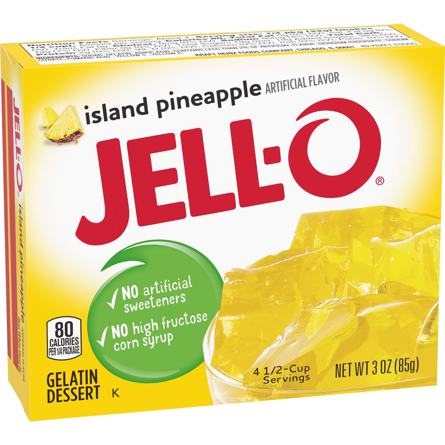 Jell-O Island Pineapple Gelatin Mix - Pack of 6, 3 Ounce Boxes, No Color