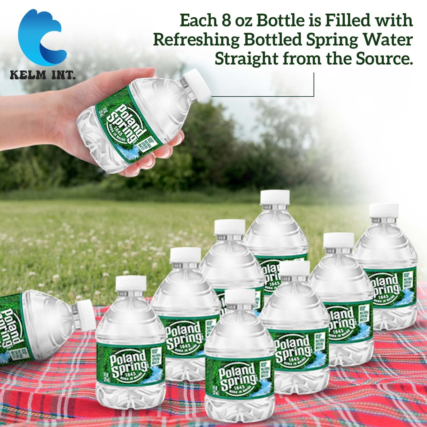 Kelm Int. Poland Spring Mini Water Bottles - 48 Pack, 8 Fl Oz, BPA-Free, Recyclable, Ideal for On-the-Go and Home Office Use
