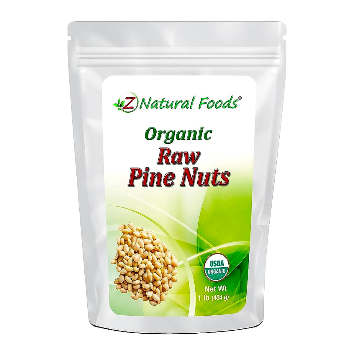 Z Natural Foods Raw Organic Pine Nuts, All Natural, 100% Pure, Vegan, Non-Gmo, Kosher, Gluten-Free Snacks, Keto-Friendly Snacks,