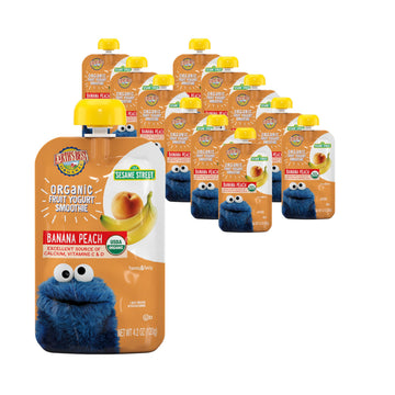 Earths Best Organic Yogurt Smoothie Pouches, 24+ Months, Fruit Yogurt Smoothie for Toddlers 24 Months and Up, Banana Peach, 4.2 Ounce Resealable Pouch (Pack of 12)