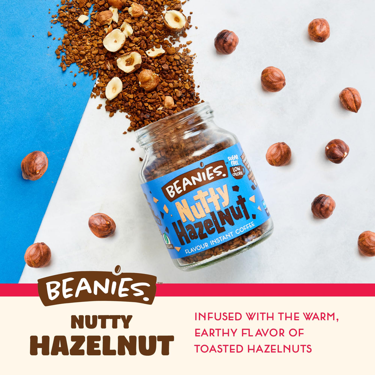Beanies Flavour Instant Coffee -Nutty Hazelnut Instant Flavored Coffee - Bold & Adventurous Full-On Flavor - An Indulgent Sugar