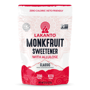 Lakanto Classic Monk Fruit Sweetener With Allulose, White Sugar Substitute From Monk Fruit Extract for Baking, Coffee & Tea, Glu