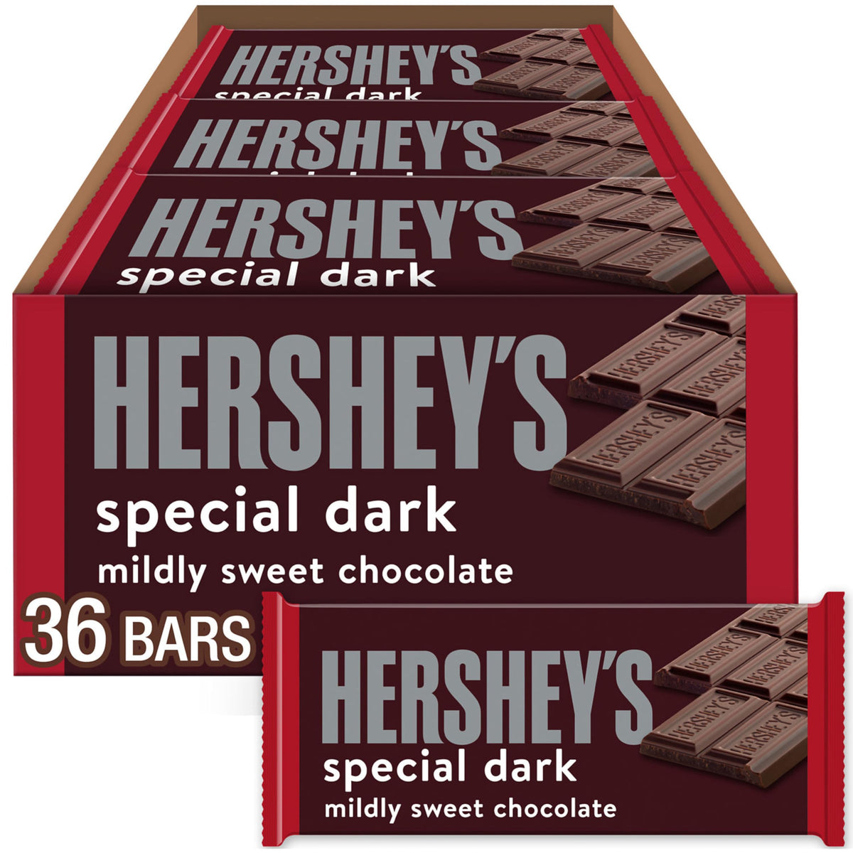 HERSHEYS SPECIAL DARK Mildly Sweet Chocolate Candy Bars, 1.45 oz (36 Count)