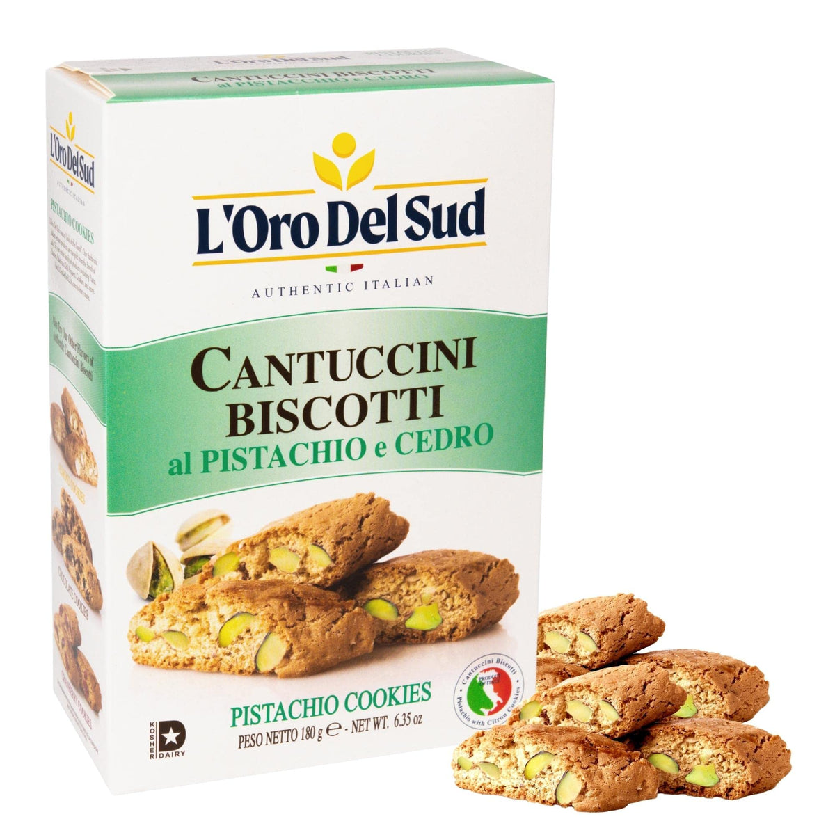 LOro Del Sud Pistachio And Cedron Biscotti  Cantuccini DAbruzzo  Italian Cookies Madewith Real Quality Ingredients  180 G  6.3 Oz. Gourmet Cookies