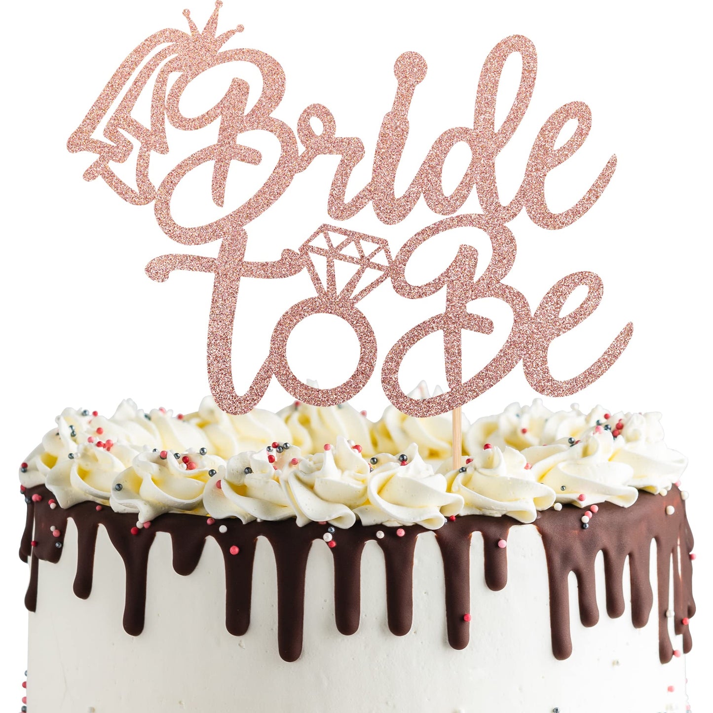1 Pcs Bride To Be Cake Topper With Glitter Ring Bridal Shower Cake Pick Decorations For Wedding Engagement Theme Bachelorette Pa