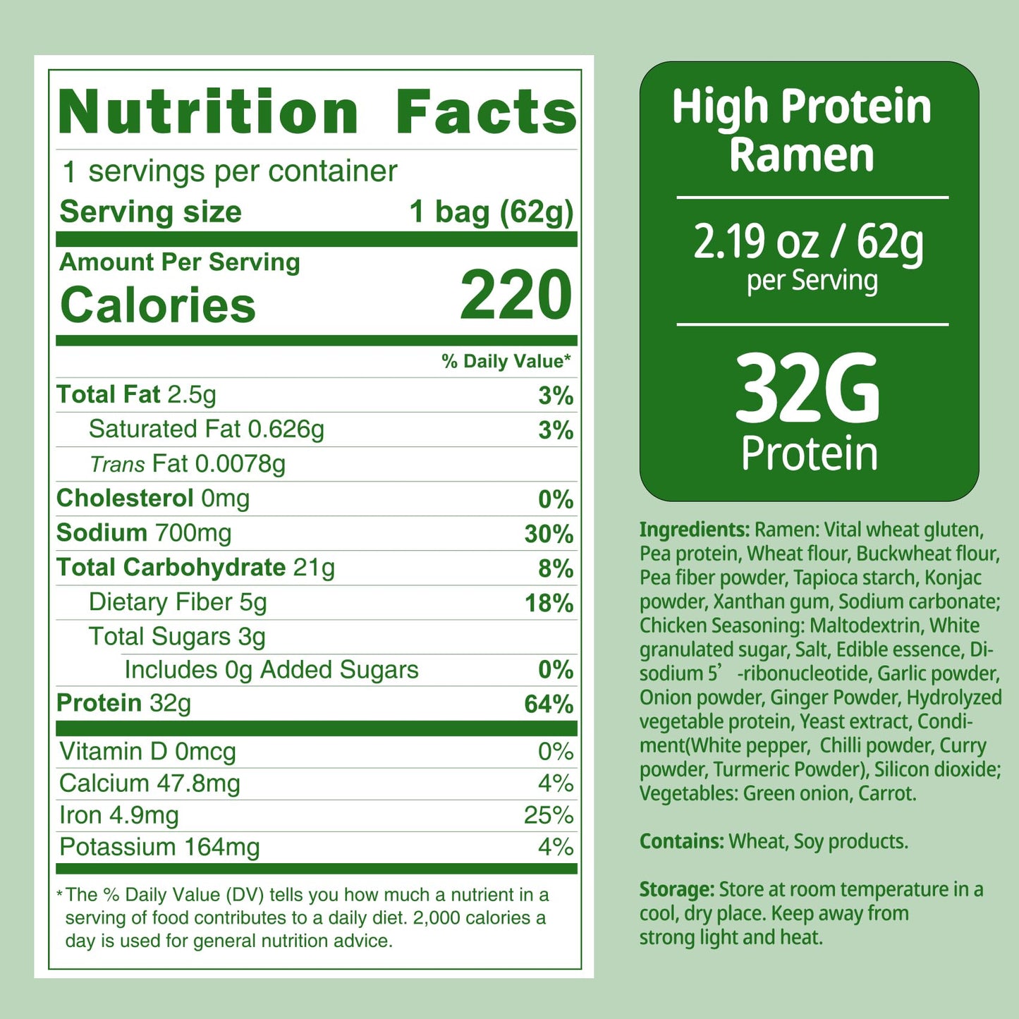 VOLO VERO High Protein (32g) Instant Ramen Noodles Soup Chicken Flavor  8 Packs  Vegan  Plant-Based  Non-Fried  Low Carb  Low Fat  Egg-Free  Dairy Free Healthy Asian Meal