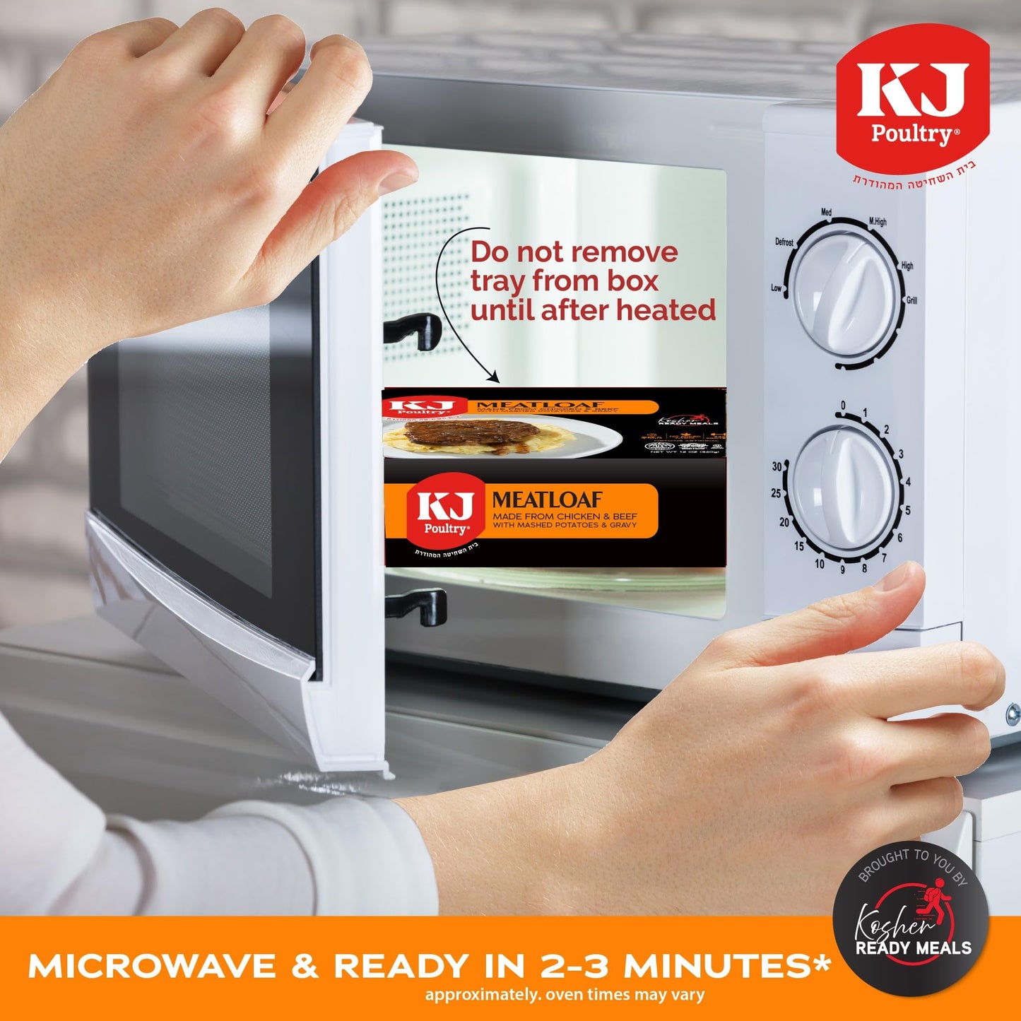 KJ Poultry Kosher Ready Meals Meatloaf & Mashed Potatoes 6 Pack Fully Cooked Microwave Dinner