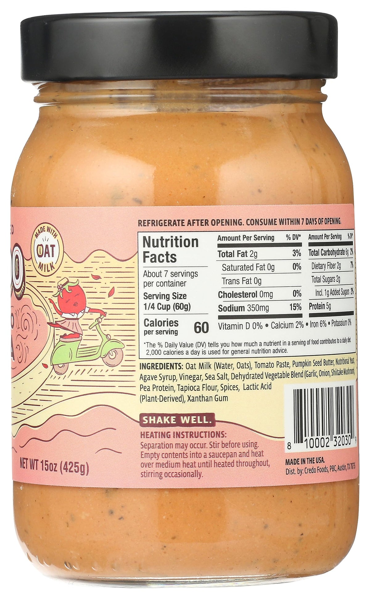 CREDO FOODS Plant Based Alfredo Rosa Sauce, 15 OZ